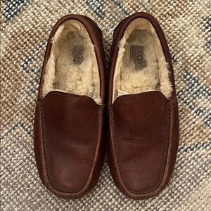 UGG Men's Dark Brown Leather Slip-Ons